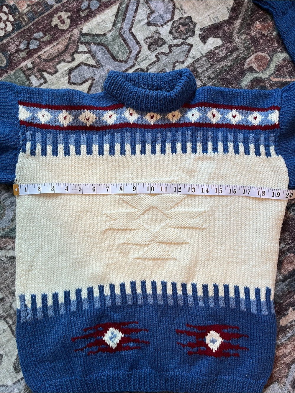 Bundle of Vintage Women’s Blue and Cream Knit Sweaters - Cozy Winter Styles M - Picture 7 of 7
